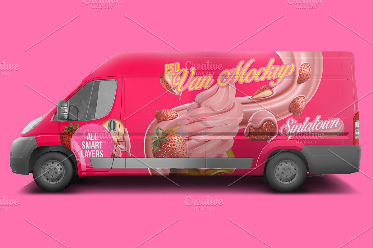 Realistic PSD Van Mockup, a Mockup by Sinlatown (Photo 3 of 6)