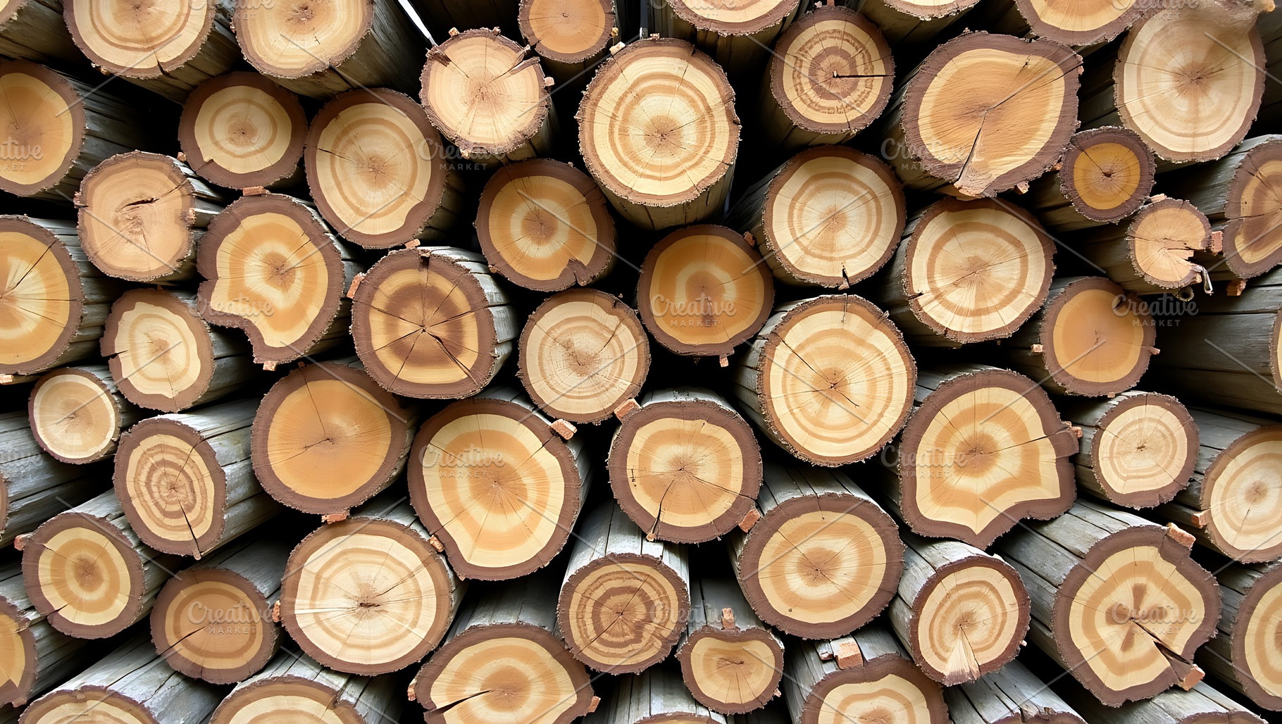 Stacked natural wood logs showing de, a Nature Photo by Artonix