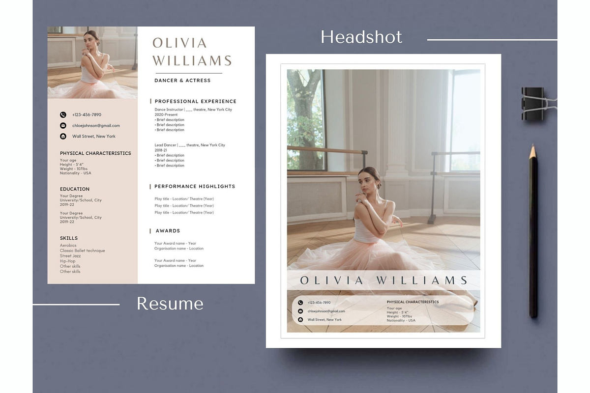Ballet resume,cover letter template, a Resume Template by Climbwithelevator (Photo 3 of 11)