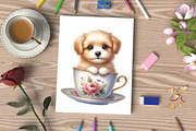 Watercolor Dog Teacup Clipart, an Illustration by CraftArtStudio (Thumbnail 5 of 6)