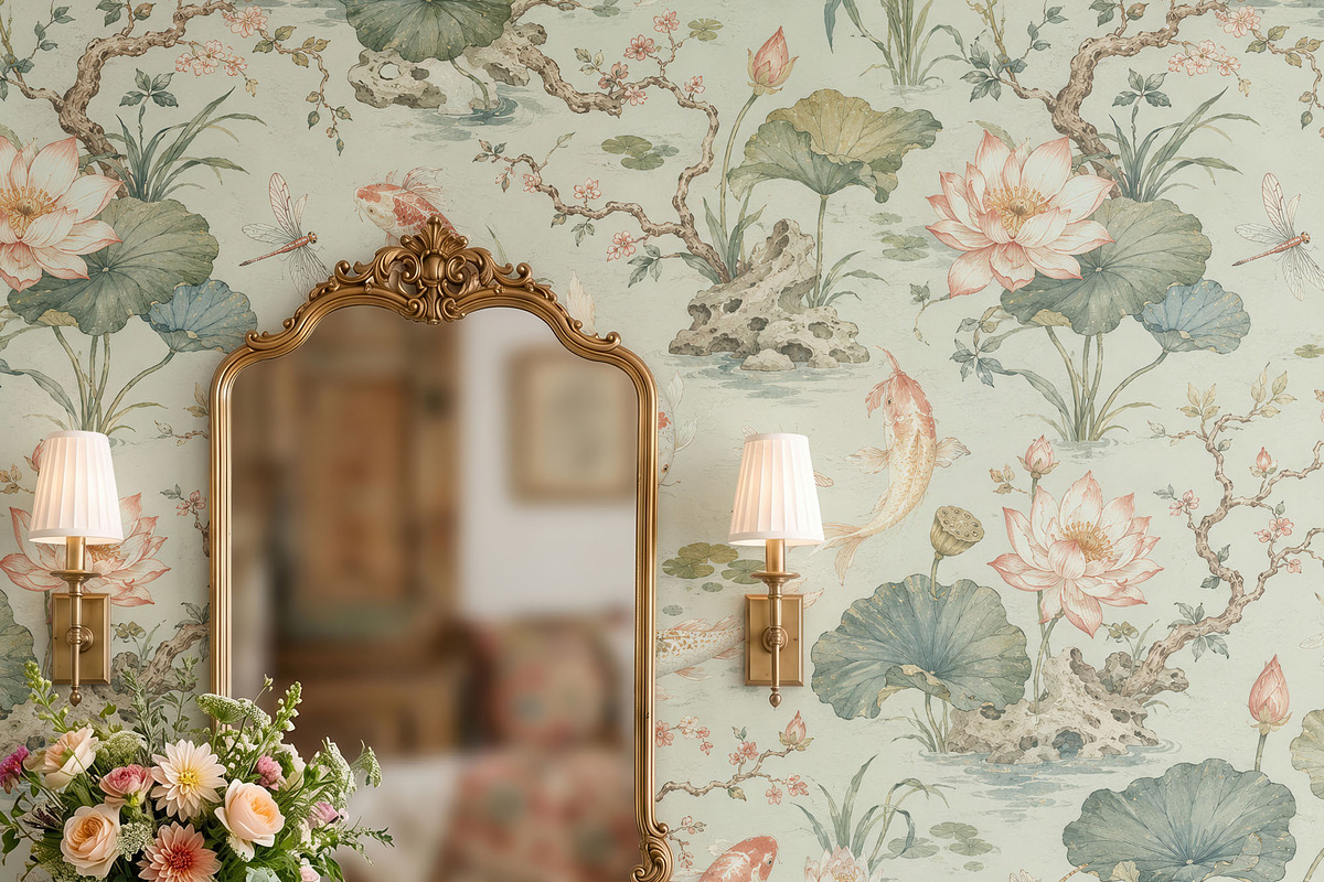 Vintage Bathroom Wallpaper Mockup, a Household Mockup by 1001 mockups (Photo 8 of 15)
