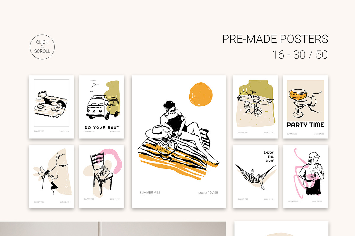 SUMMER VIBES posters set, a Seasonal Illustration by Yuliia Lashevska (Photo 4 of 11)