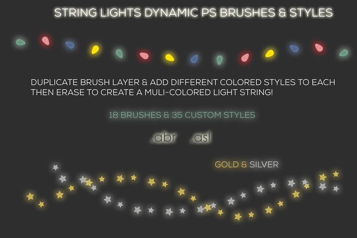 PS String Lights Brushes & Styles preview 4