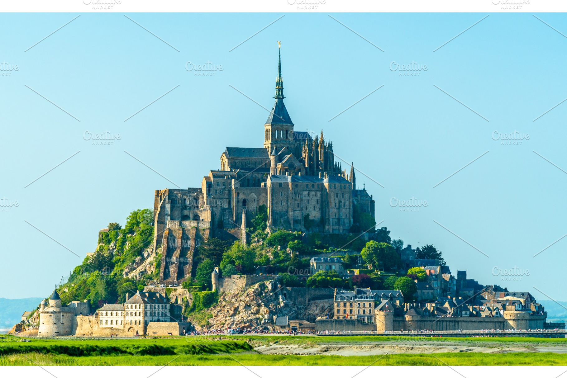 View of montsaintmichel a famous containing france, normandy, and mont, an Architecture Photo by Leonid Andronov
