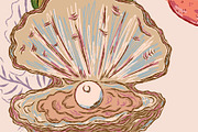 Flamingo, Fig and Pearl Oyster, a Pattern Graphic by NayaChu (Thumbnail 8 of 9)