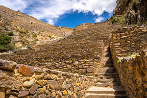 Panoramic view of the Inca fortress site Ollantaytambo in Peru, an Architecture Photo by GoodGoods