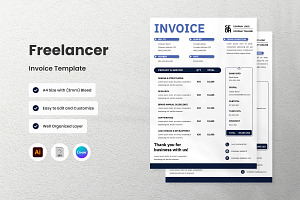 3 Set Freelancer Invoice Template V5, a Print Template by twinstd