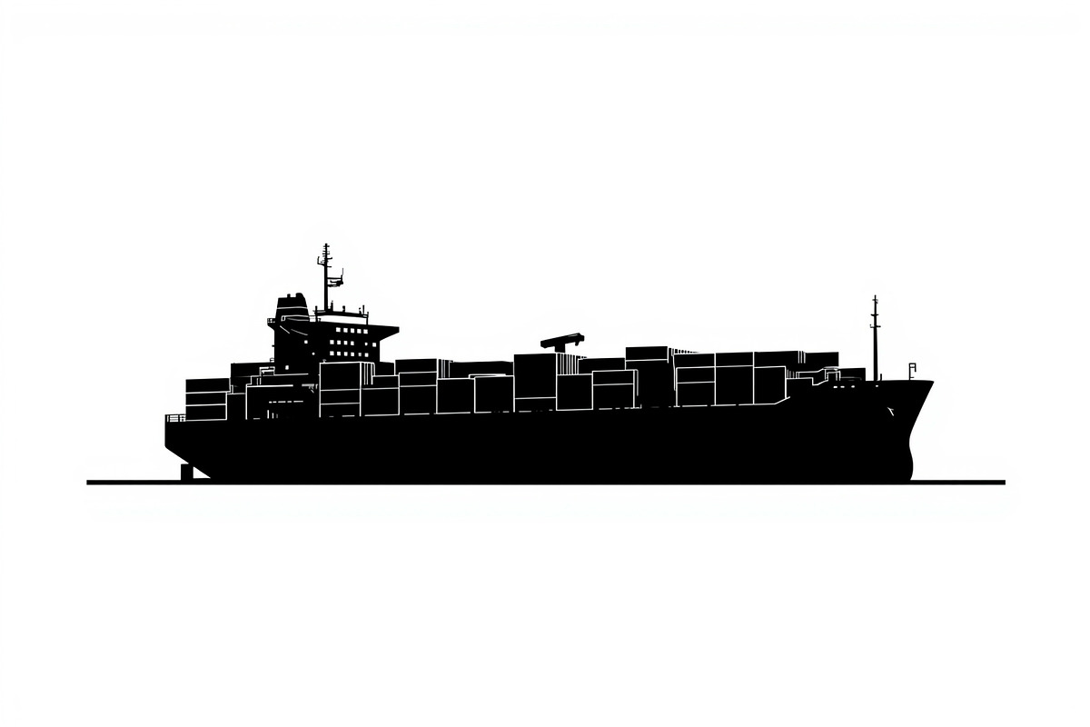 Sailing & Cargo Ship Silhouette Bund, an Illustration by Creativeshirt (Photo 5 of 9)