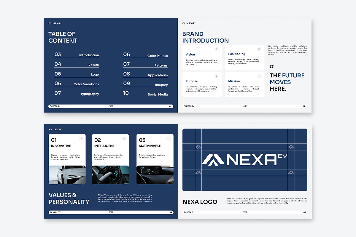 Nexa EV Futuristic Brand Guidelines, a Branding & Logo Template by trabaskriya (Photo 4 of 6)