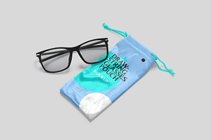 Drawstring Glasses Pouch Mockups