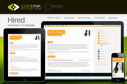 Hired - A Responsive Resume Template