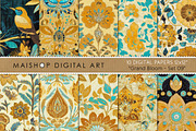 Floral Bird Digital Paper Set, a Pattern Graphic by Maishop (Thumbnail 1 of 3)