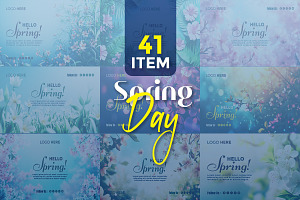 Spring Day template bundle, a Social Media Template by gstudiovect21
