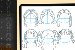 140 Procreate Hair Stamp Brushes