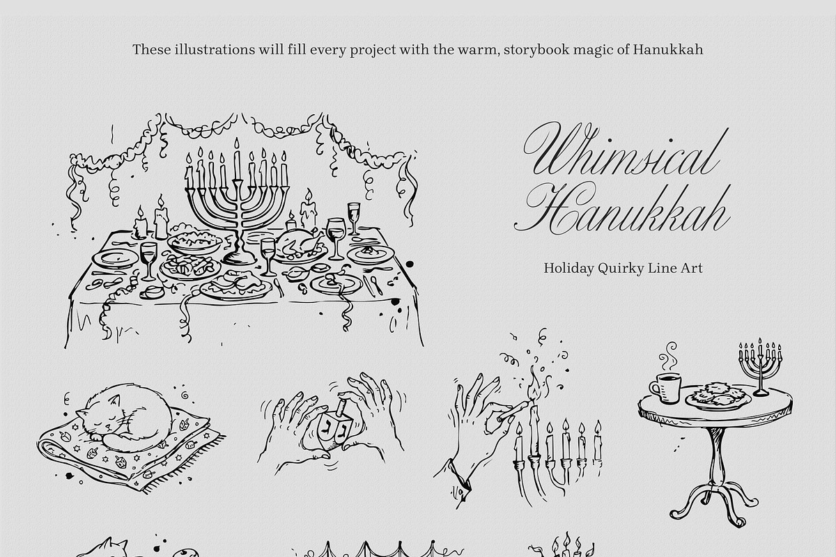 Whimsical Hanukkah: Holiday Line Art, a Seasonal Illustration by divanovskaya_nv (Photo 7 of 16)