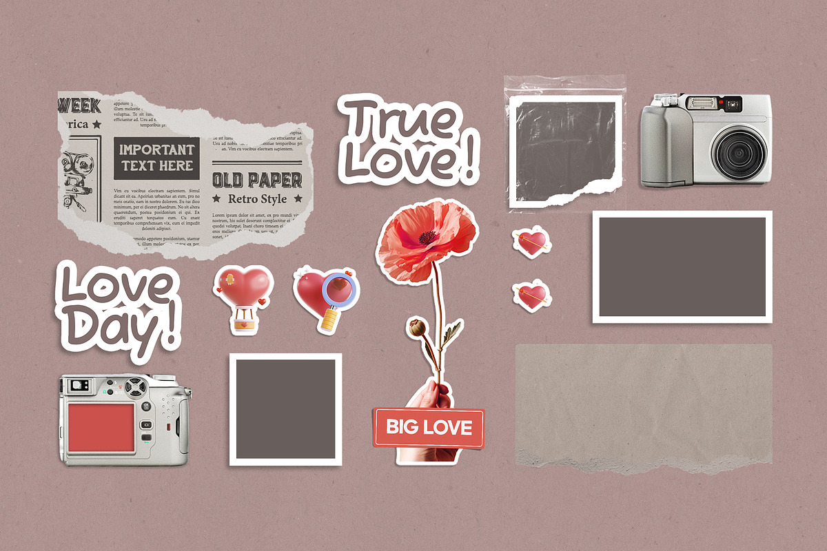 Love - Scrapbook Layout & Elements, an Object Graphic by Ghurafa Studio (Photo 3 of 3)