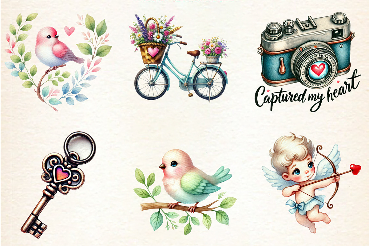 Retro Valentine Sublimation Clipart, an Illustration by DreamArtGraphic (Photo 4 of 5)