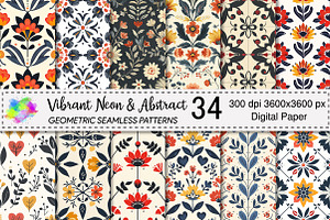 Vibrant Neon & Abstract pattern, a Pattern Graphic by Canvas Craft