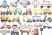 Watercolor Transportation Clipart, a Transportation Illustration by CropUp Creative (Thumbnail 4 of 5)
