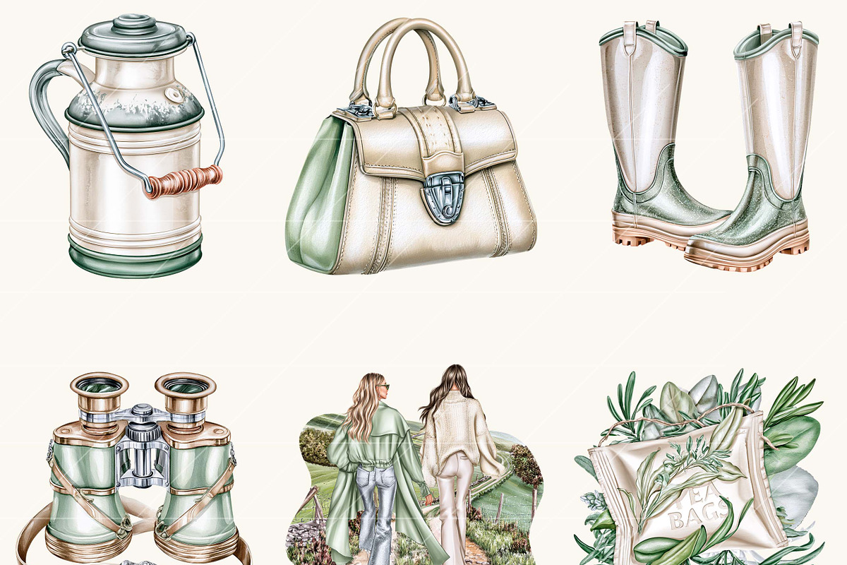 Watercolor Cozy Green Lifestyle, an Object Illustration by BusyDaydesign (Photo 4 of 9)