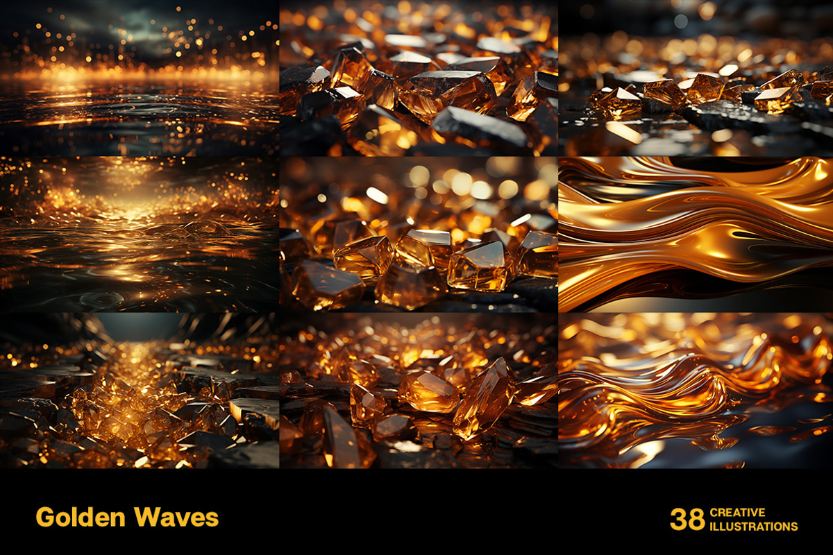 Golden waves. 38 images, a Decorative Illustration by Handmadefont (Photo 4 of 10)