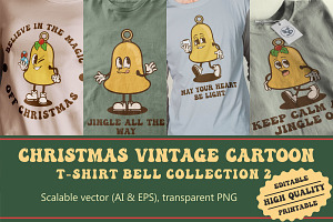 Christmas Bell Vintage Cartoon, an Illustration by vectstudio