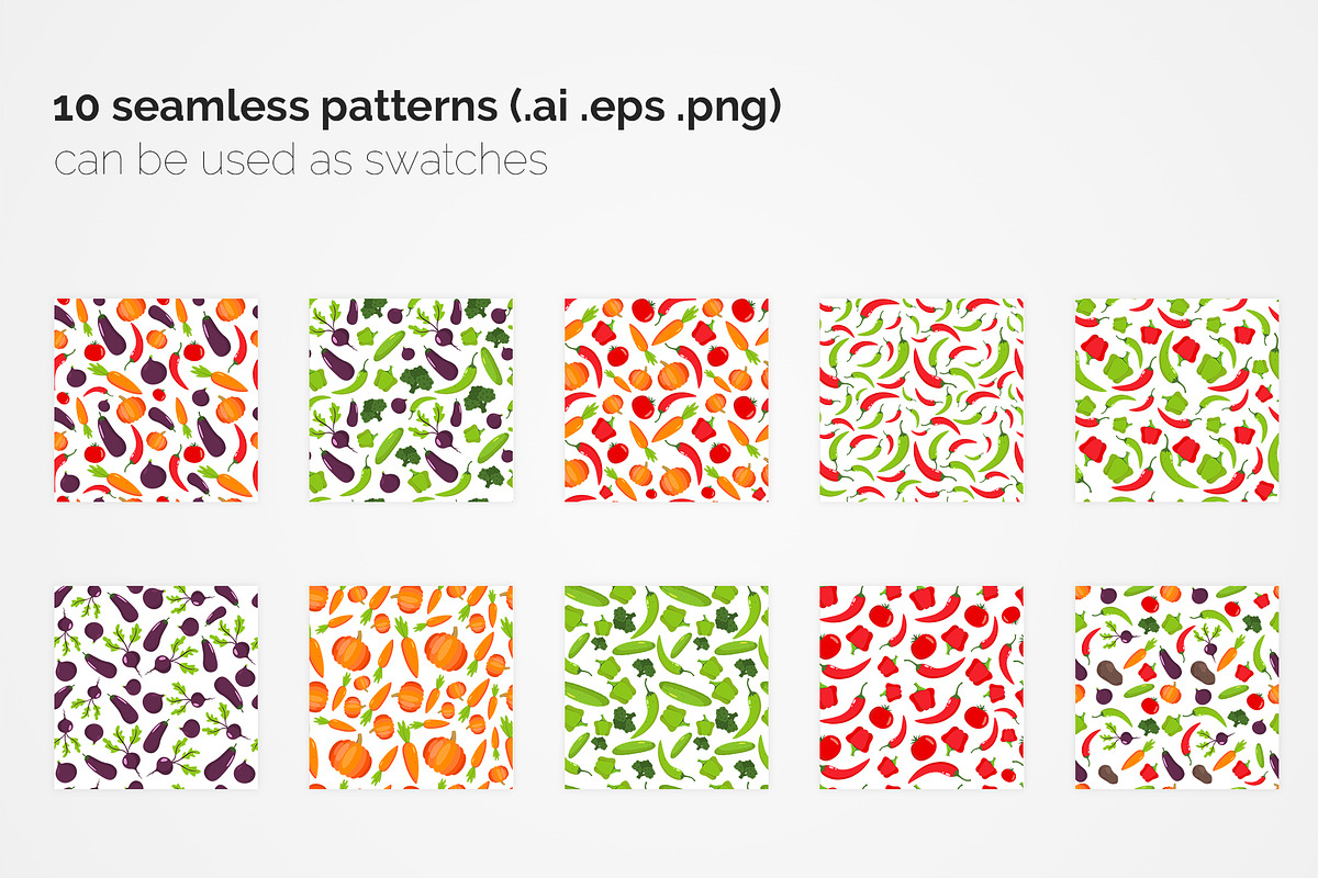 Vegetables Seamless Patterns, a Pattern Graphic by 3Y_Design (Photo 2 of 6)