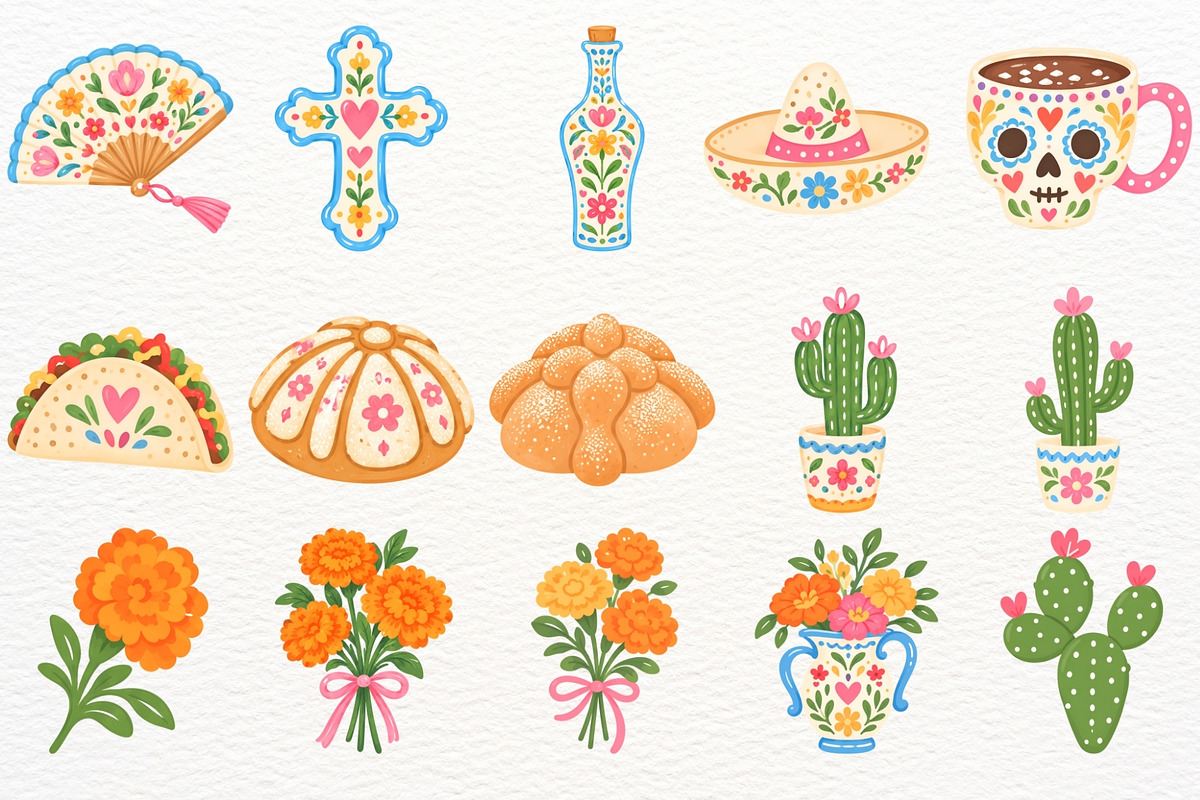 Dia de los Muertos Clipart Halloween, a Seasonal Illustration by SugarCloudStudioArt (Photo 5 of 5)