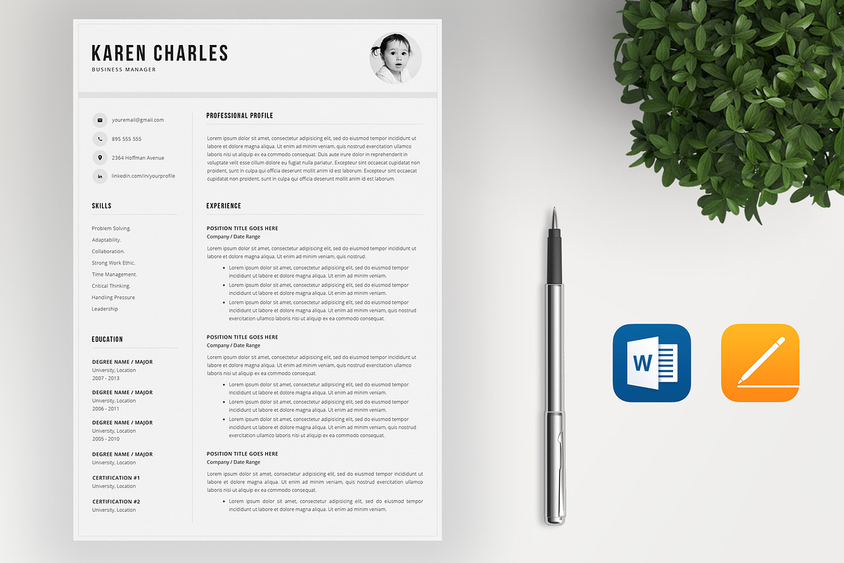 Clean Resume Template 4 pages, a Resume Template by SalientResume (Photo 2 of 5)