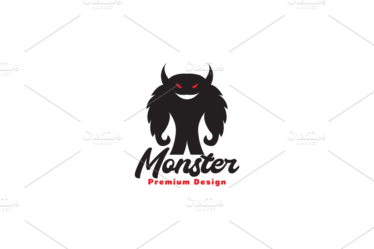 cute black monster with horn logo, a Branding & Logo Template by devastd