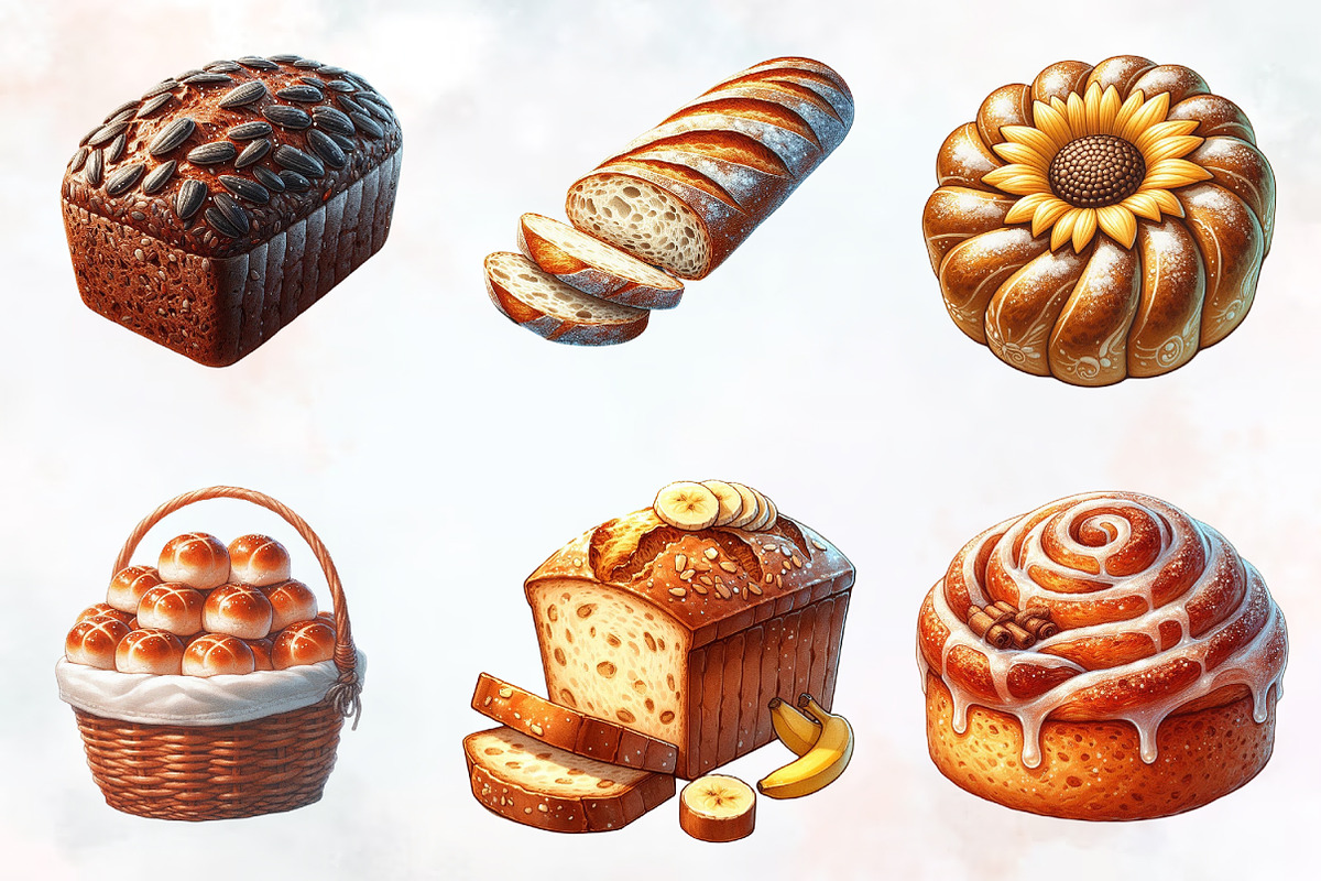 Bread Watercolor Cliparts, an Illustration by RobertsArt (Photo 5 of 7)