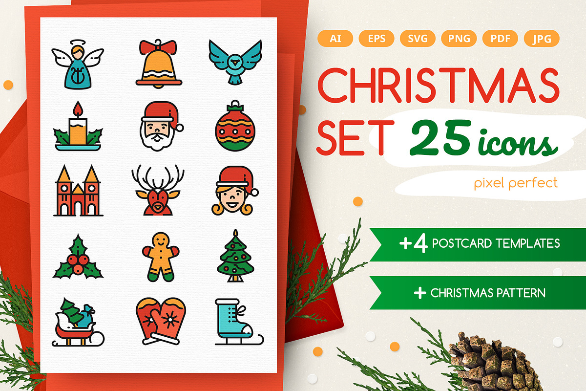 Christmas Line Icons Set + Bonuses, an Outline Icon by Boyko Pictures (Photo 1 of 14)
