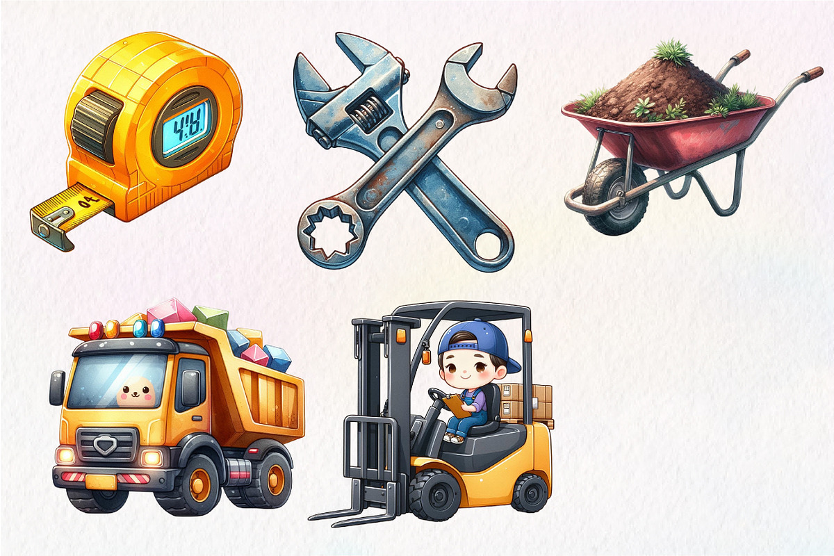 Cute Construction Clipart, an Illustration by Dream Creation (Photo 7 of 7)
