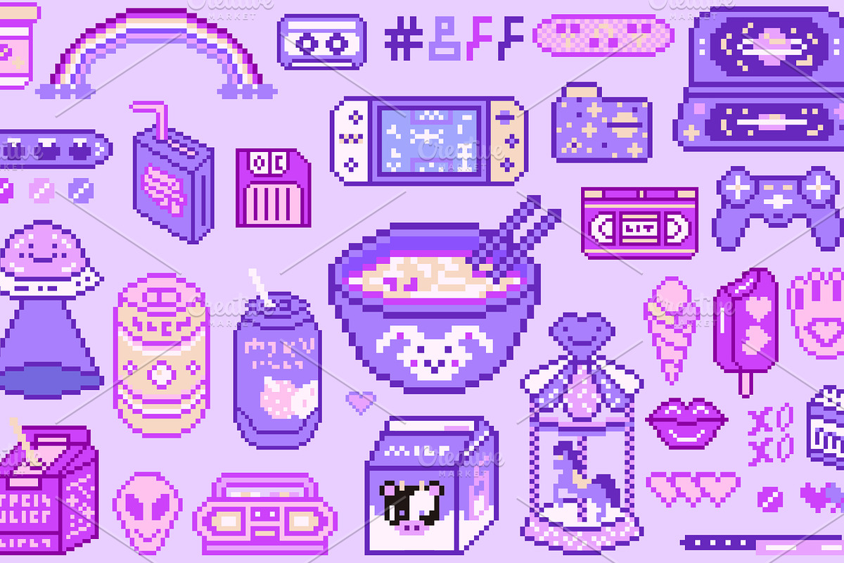 Pixel art 8 bit icons. Video arcades, an Object Illustration by Arthur Balitskiy (Photo 3 of 3)