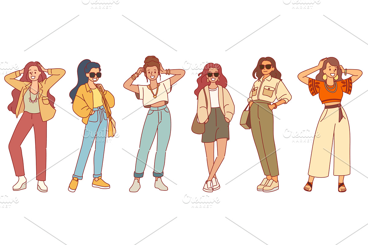Female characters dressed in casual, a Person Illustration by YummyBuum