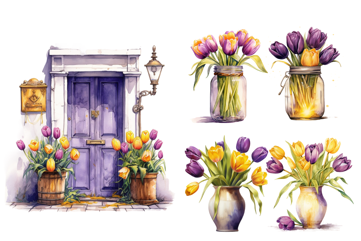 Vintage Tulip Clipart, an Object Illustration by Digital Xpress (Photo 3 of 4)