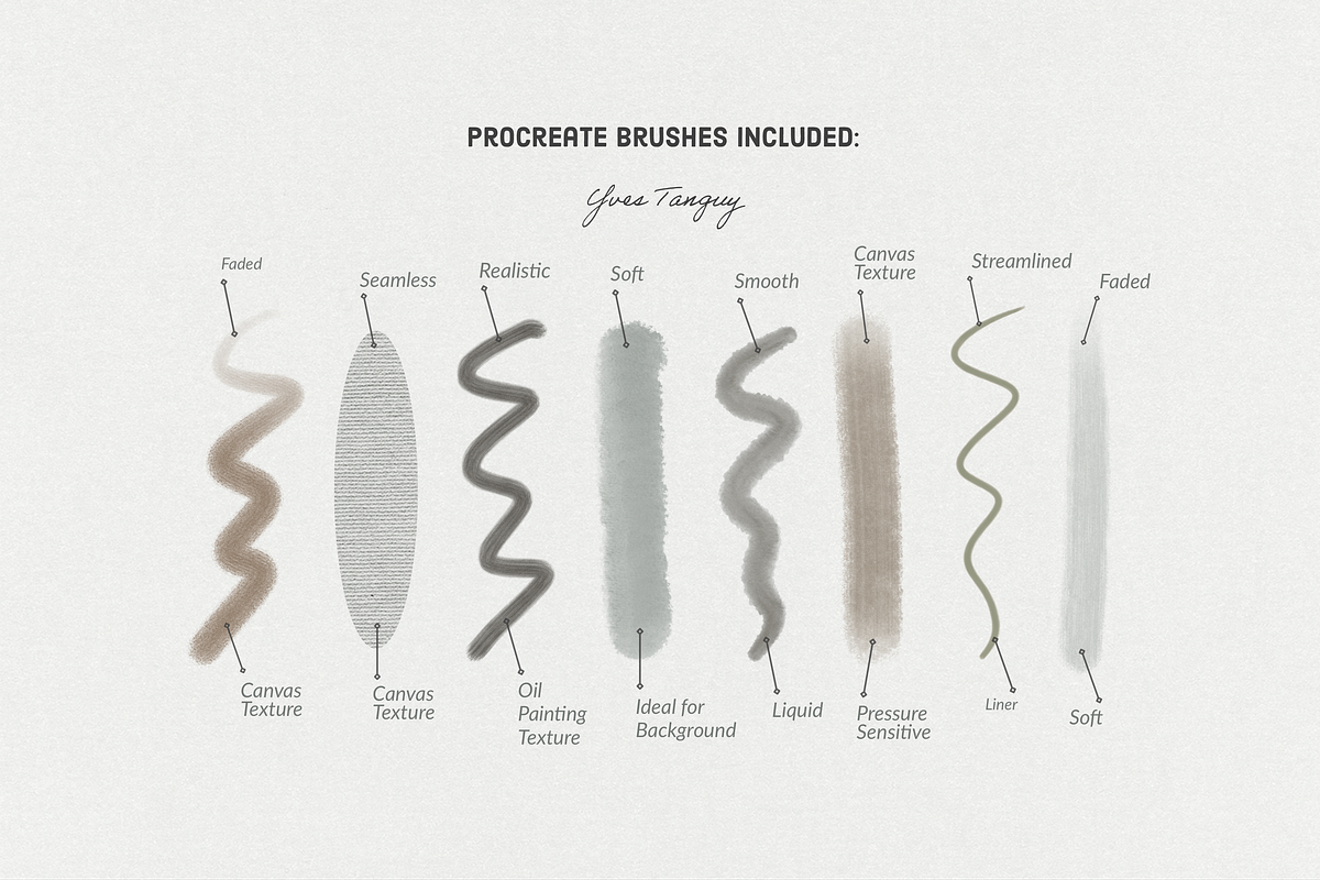 Yves Tanguy's Procreate Brushes, a Brush Add-On by Digi Life (Photo 3 of 13)