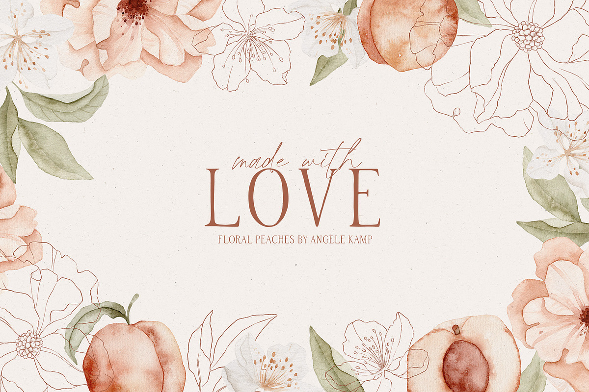 Floral Peaches watercolor flowers, an Illustration by Angele Kamp (Photo 9 of 10)