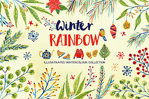 Watercolour Winter Rainbow