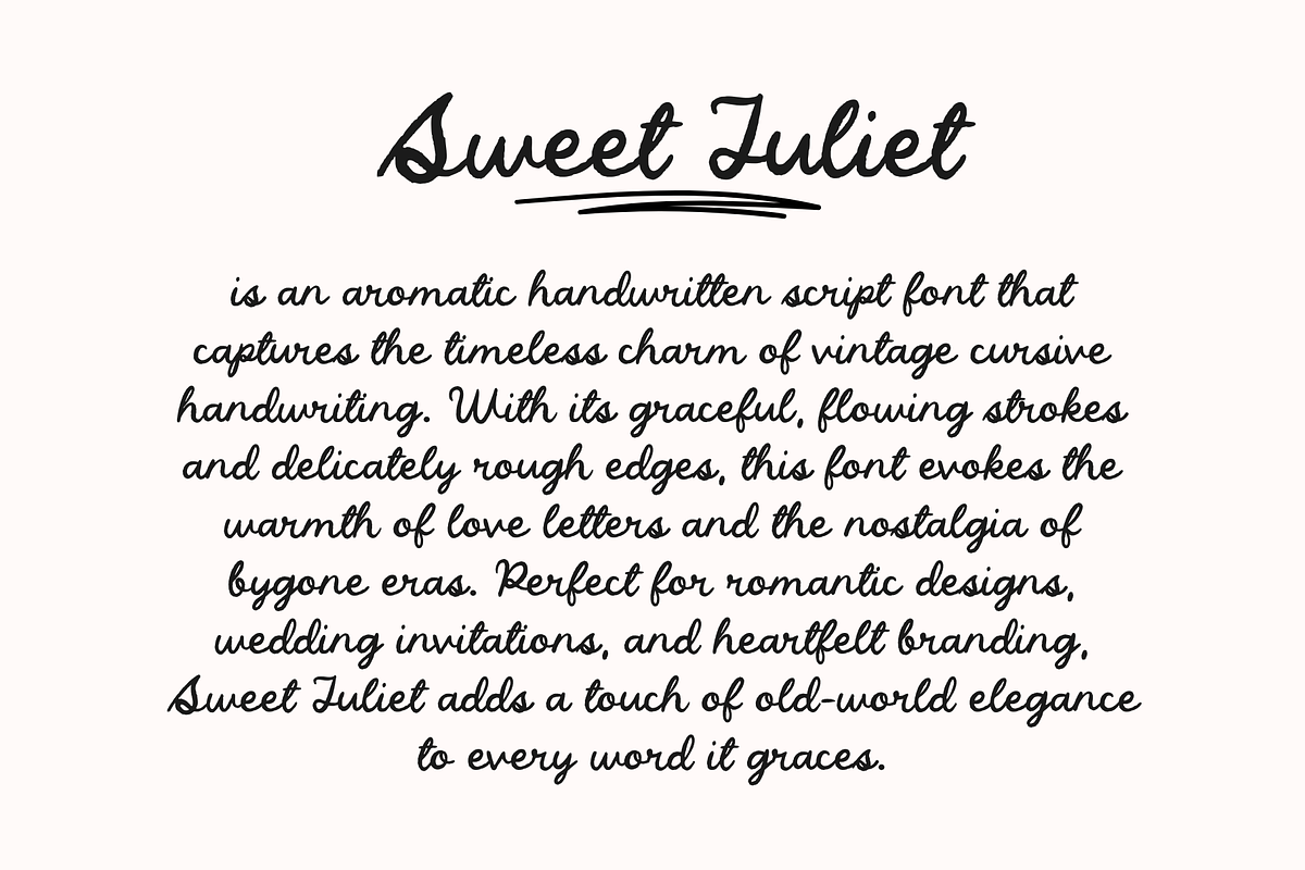 Sweet Juliet Script Font, a Script Font by Cotton White Studio
