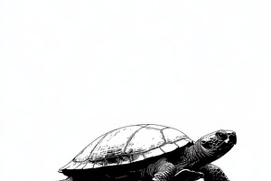Black and white turtle illustration, an Animal Photo by Pixeness Studio