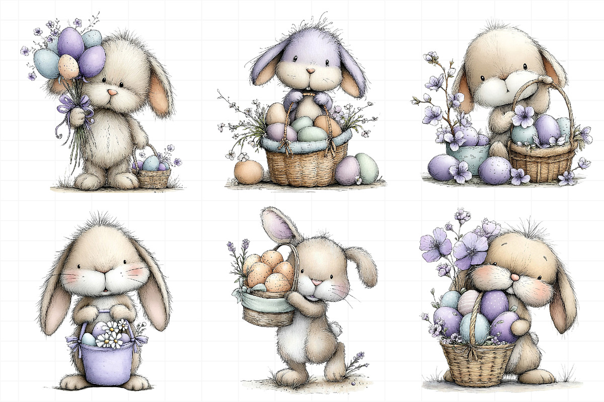 Whimsical Rabbit Clipart with Eggs B, an Illustration by Daily.Designs (Photo 8 of 8)