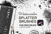 Watercolor Splatter Brushes, a Brush Add-On by Pattern + watercolor (Thumbnail 1 of 5)