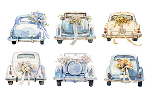 Watercolor wedding car set. Classic, an Illustration by Stock-Smart-Start