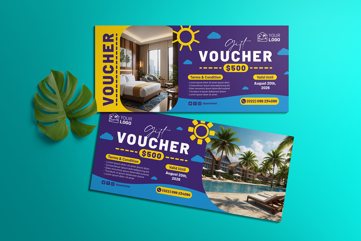 Hotel Voucher Card, a Card Template by Aarley Kaiven (Photo 1 of 4)