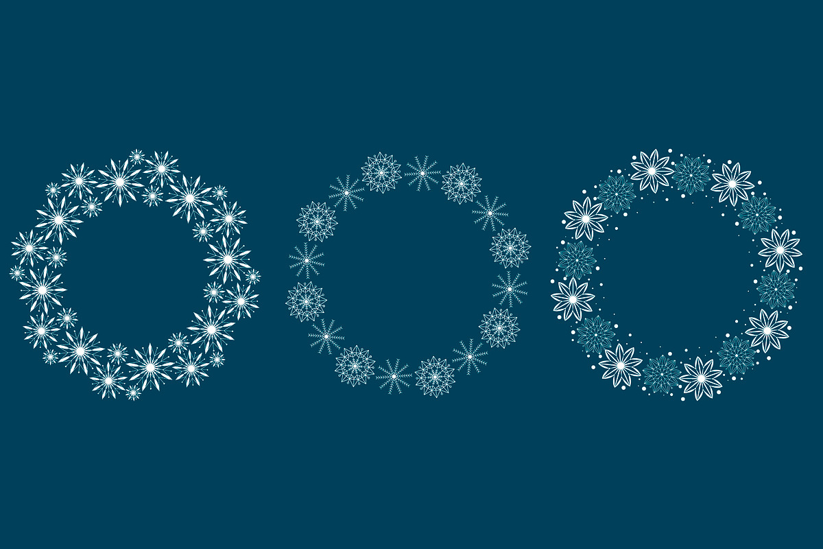 Round frames of white snowflakes, a Decorative Illustration by Tati_Kli (Photo 1 of 4)