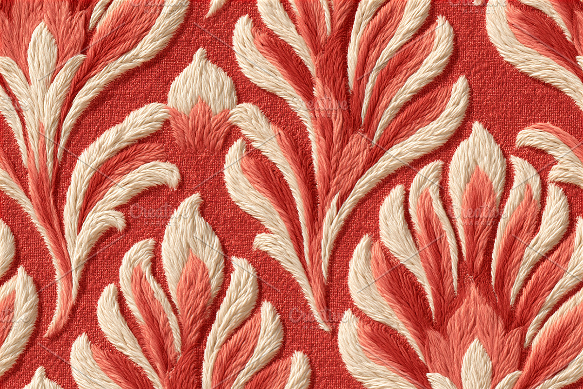 Seamless pattern elaborate embroidery forming a decorative flora, a Pattern Graphic by Studio ANNA