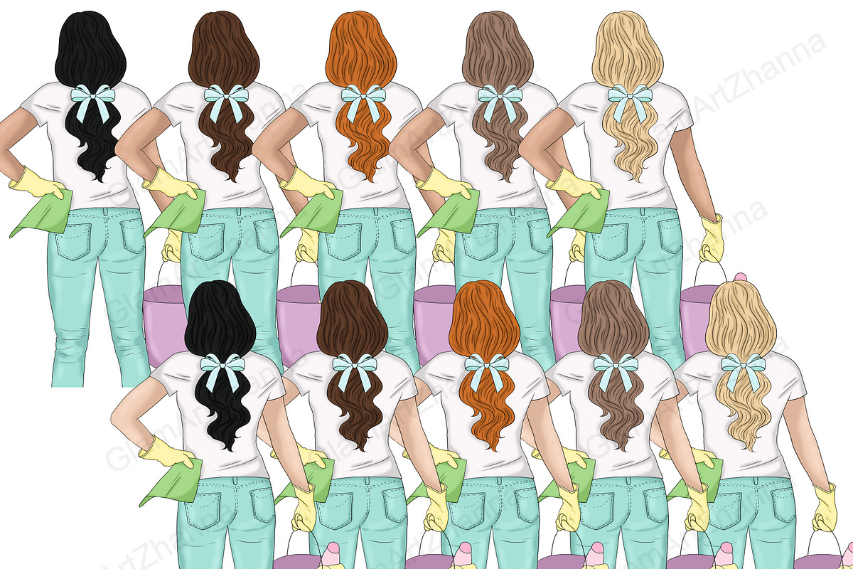 Cleaning Girls Clipart, a Person Illustration by GlamArtZhanna (Photo 6 of 7)