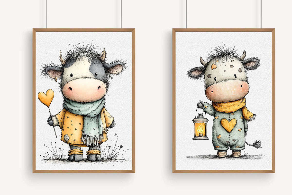 Whimsical Valentine Cow Clipart, an Illustration by Libby Wishes (Photo 5 of 6)