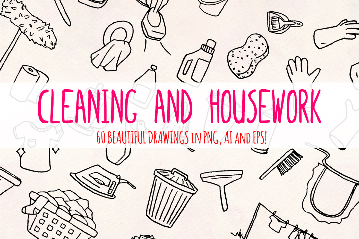 Cleaning and Housework Vector Bundle, a Work Illustration by Violet LeBeaux (Photo 2 of 3)